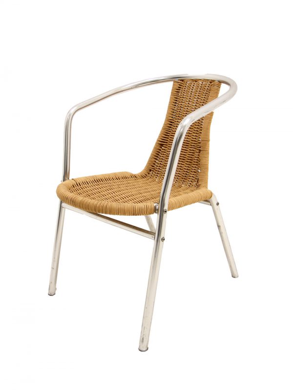 Aluminium & Wicker Effect Cafe Chair