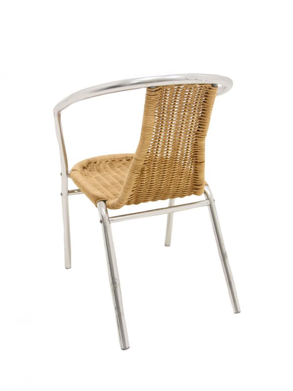 Aluminium & Wicker Effect Cafe Chair - Image 2